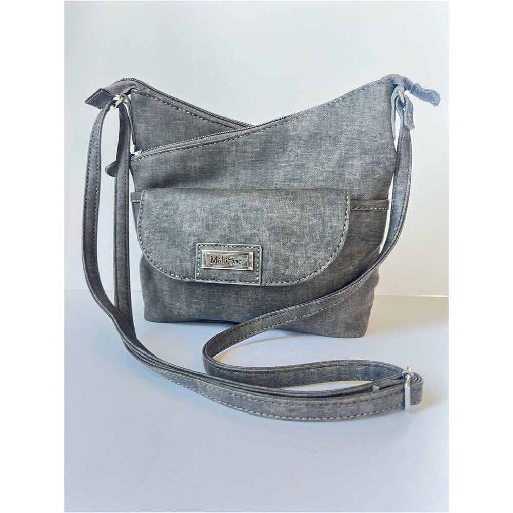 MultiSac Vista Crossbody Bag Purse Adjustable Strap Heirloom Solid Gray